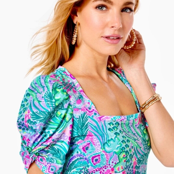 Lilly Pulitzer Hayon Short Sleeve  Dress (Banana Split) Size L - Picture 6 of 13